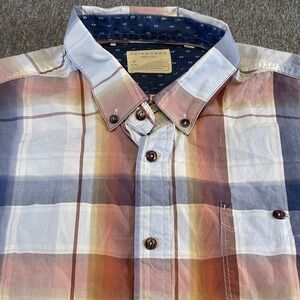 7 Diamonds Plaid Button Up Short Sleeve‎ Casual Shirt Mens Size Medium